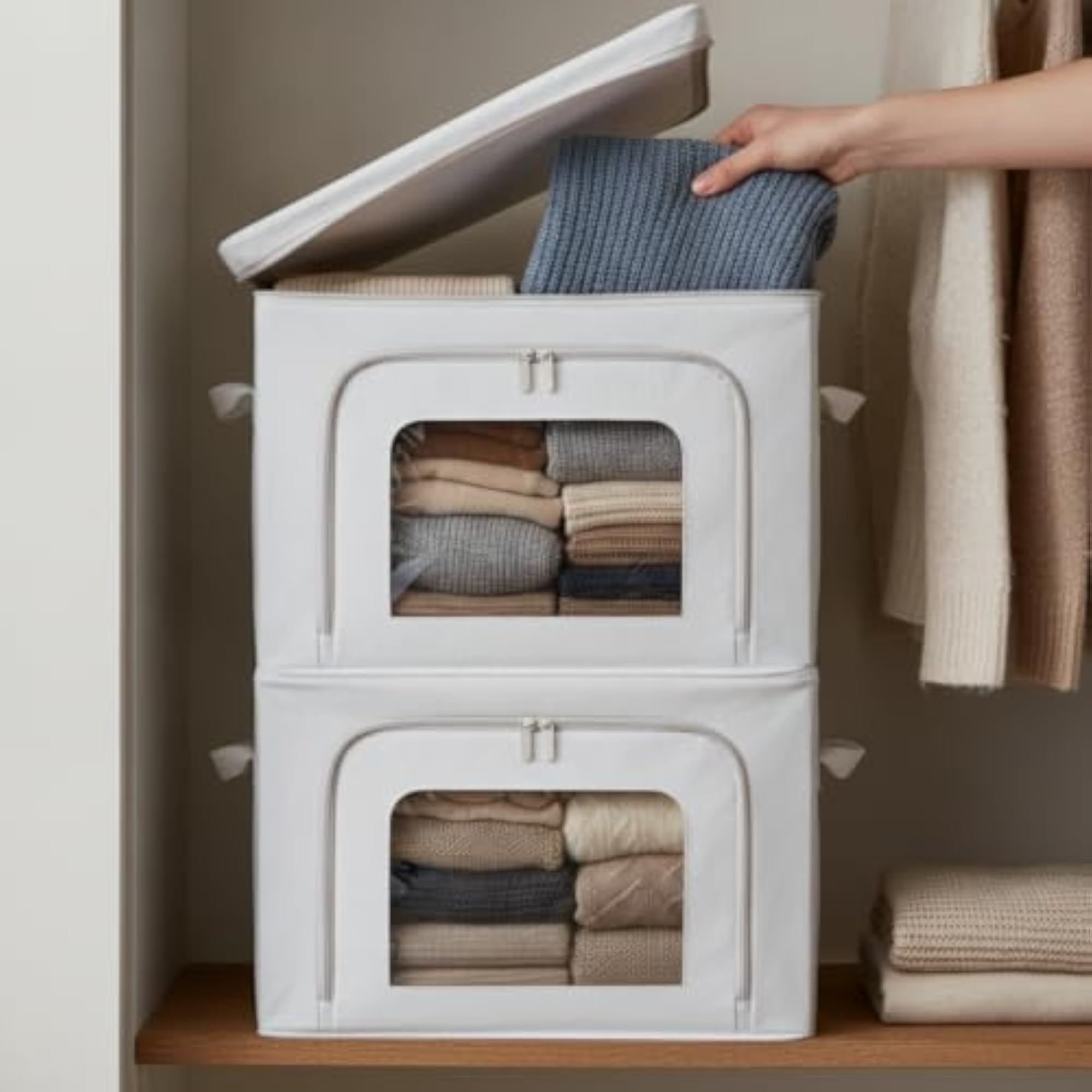 Clear Oxford Fabric Storage Box with Steel Frame